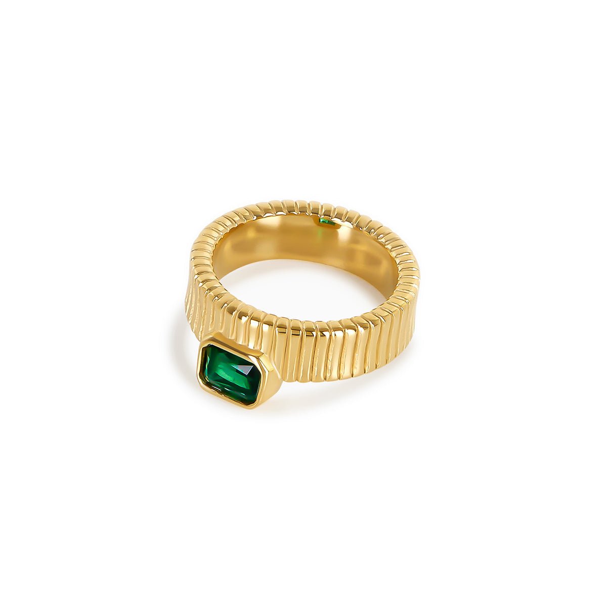 Anel Capri Esmeralda Banhado em Ouro 18k