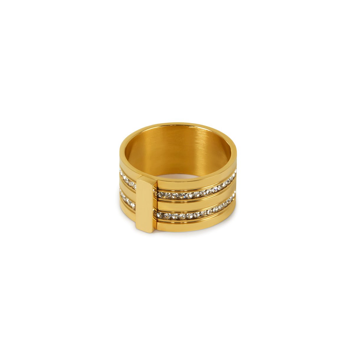 Anel Caviar Stack Banhado em Ouro 18K