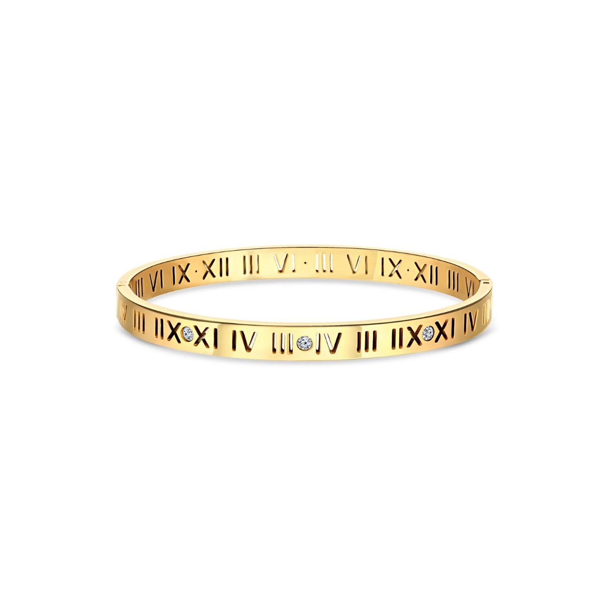 Bracelete Algarismo Romanos Banhado em Ouro 18K