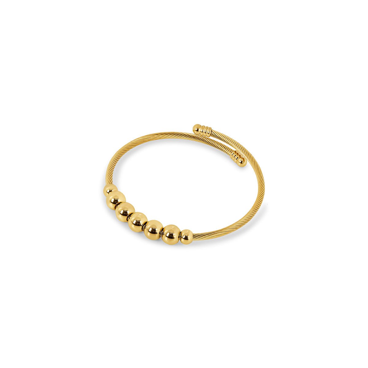 Bracelete Anti-stress Ajustável Esferas Banhado em Ouro 18K