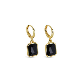 Brinco Argolinha Cristal Preto Banhado em Ouro 18k