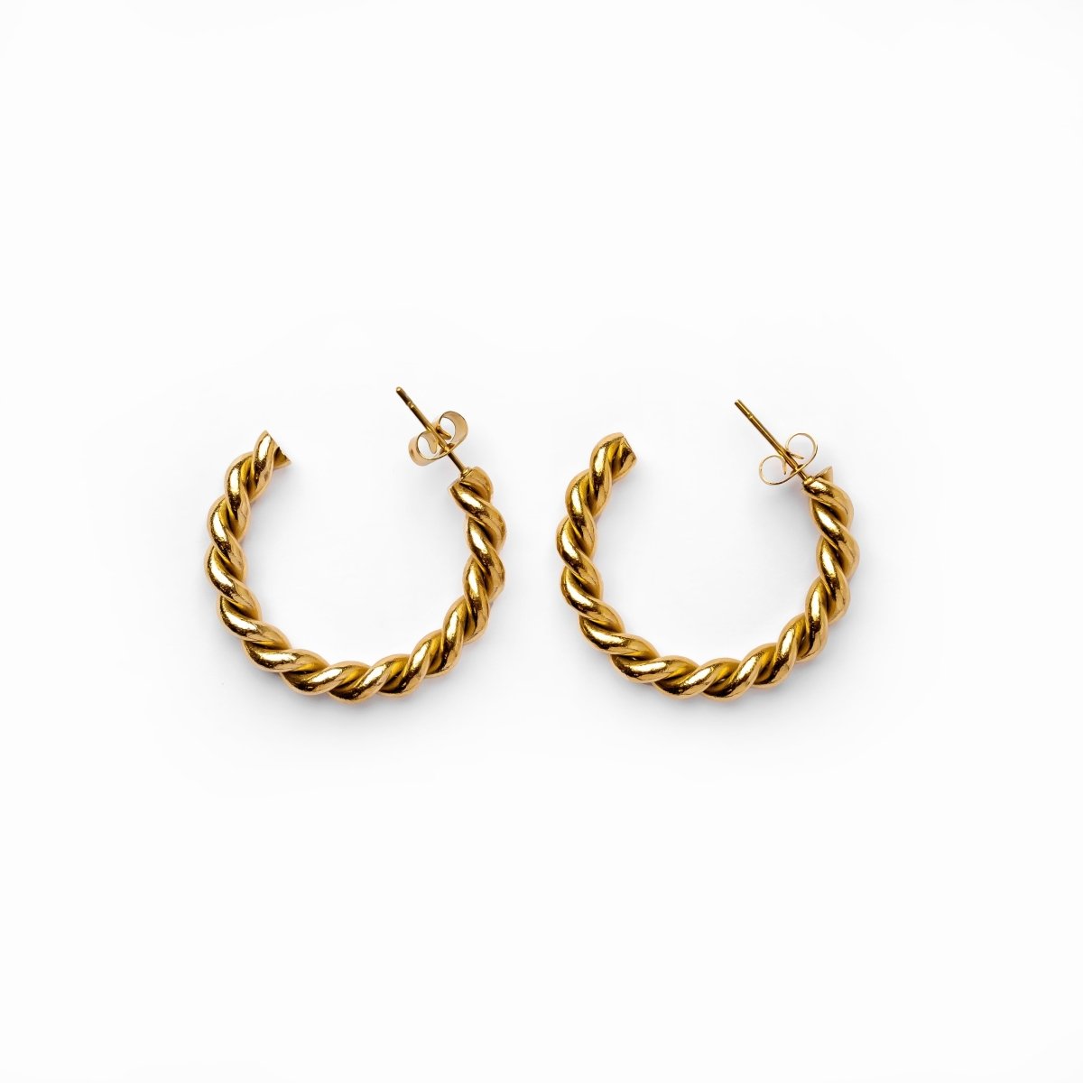 Brinco de Argola Twist Banhado em Ouro 18K